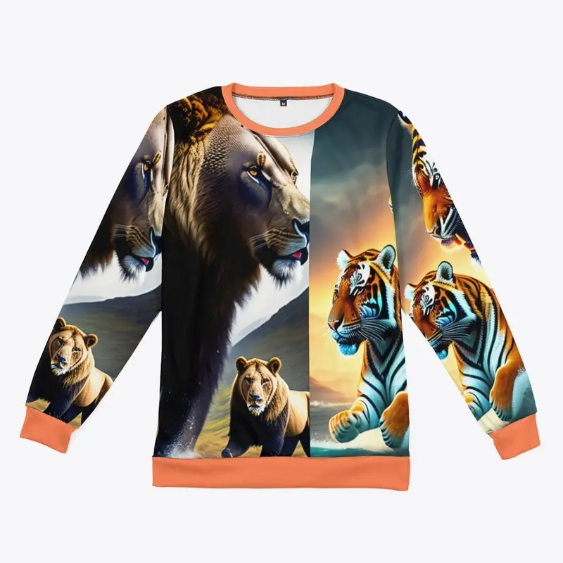 Tiger vs Lion Galaxy Thunder Over Print